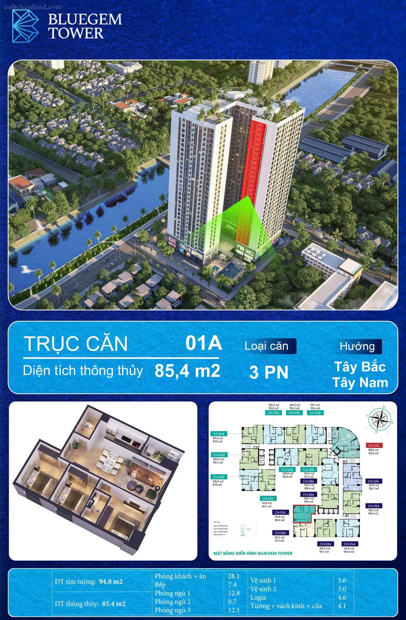 Mặt bằng căn hộ Bluegem Tower