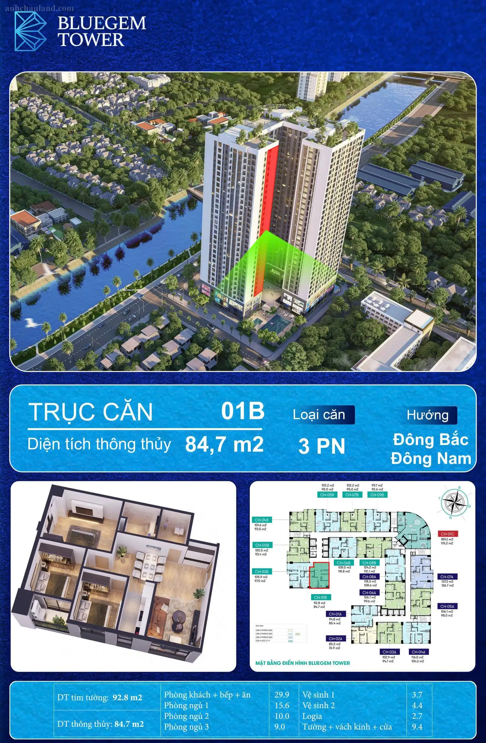 Mặt bằng căn hộ Bluegem Tower