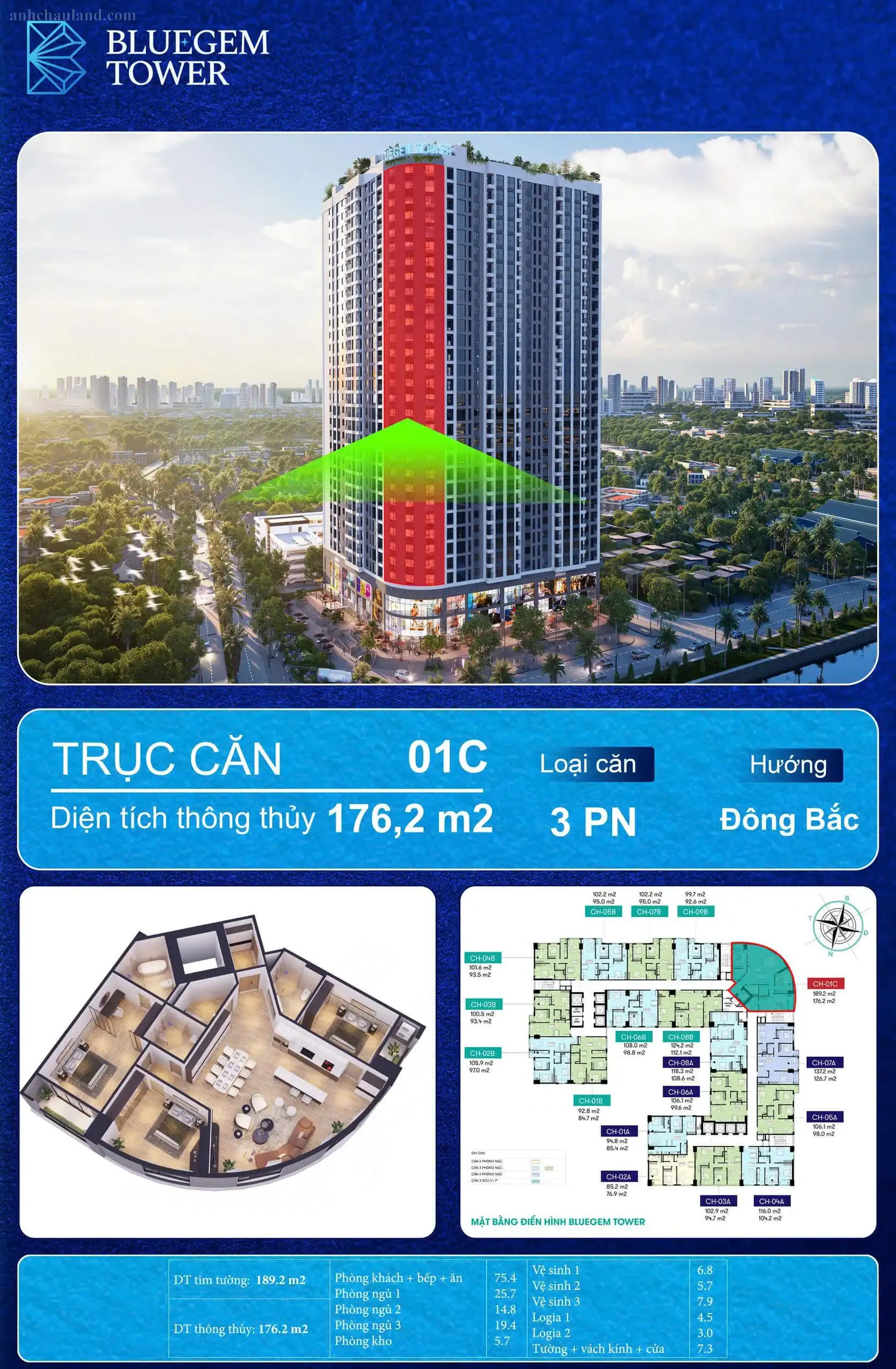 Mặt bằng căn hộ Bluegem Tower