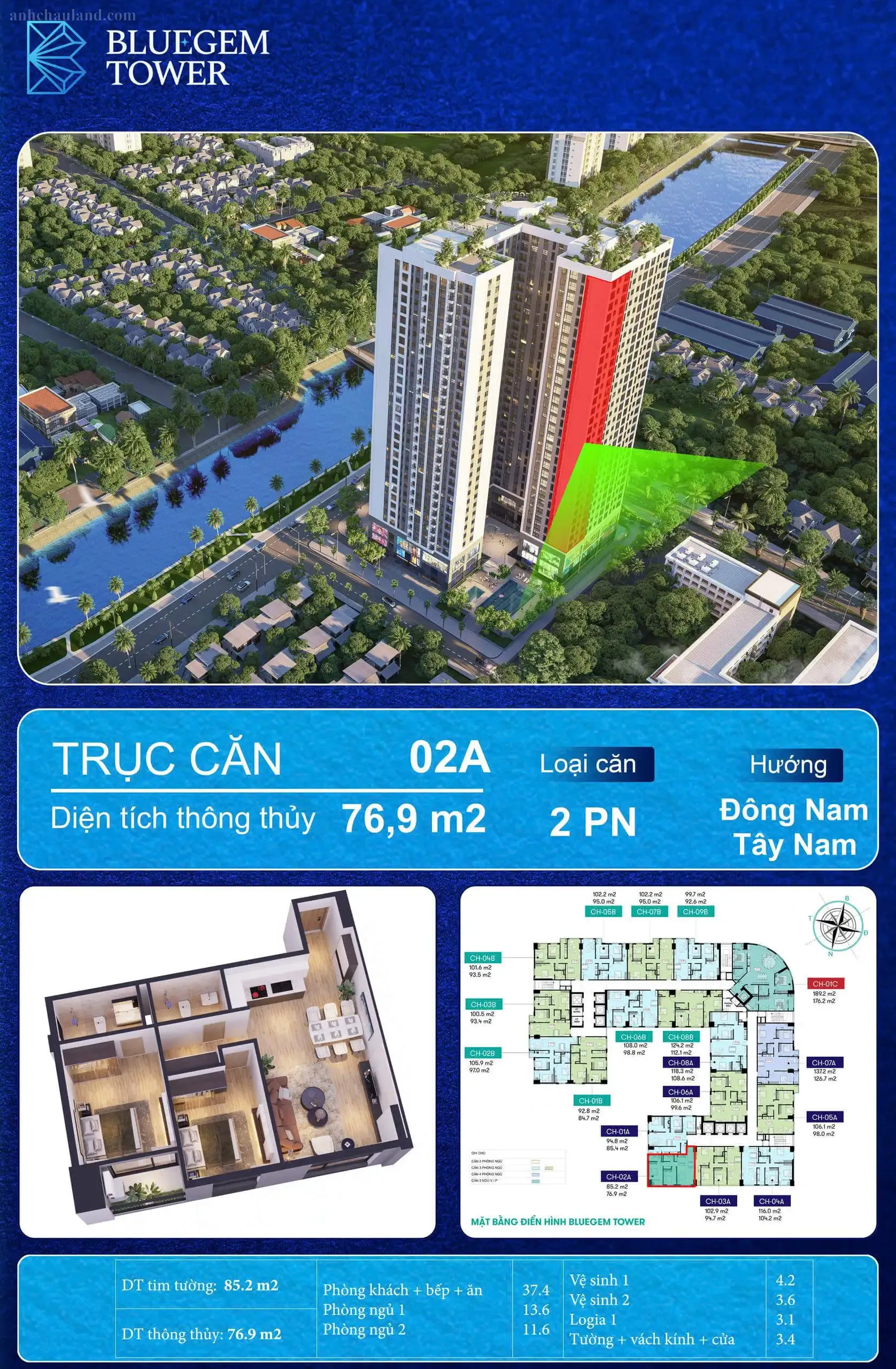 Mặt bằng căn hộ Bluegem Tower