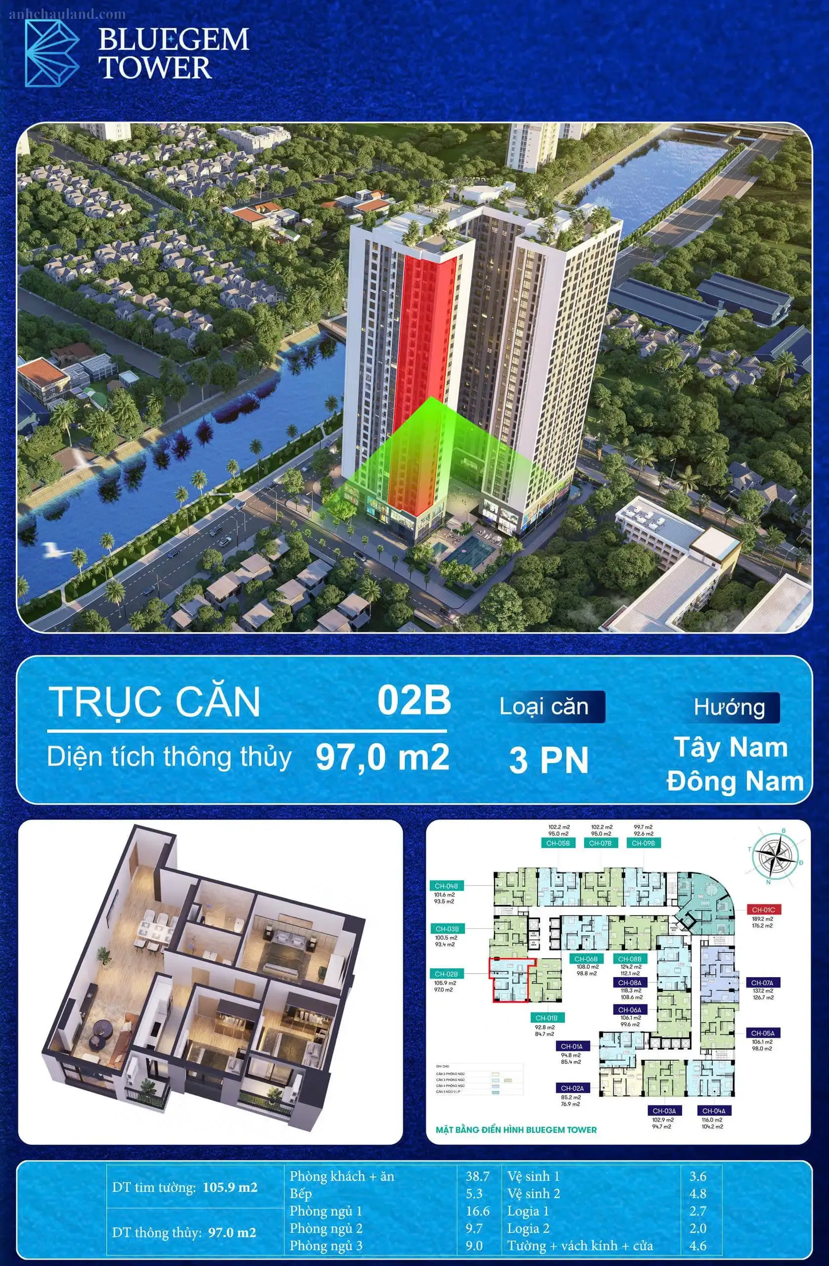 Mặt bằng căn hộ Bluegem Tower