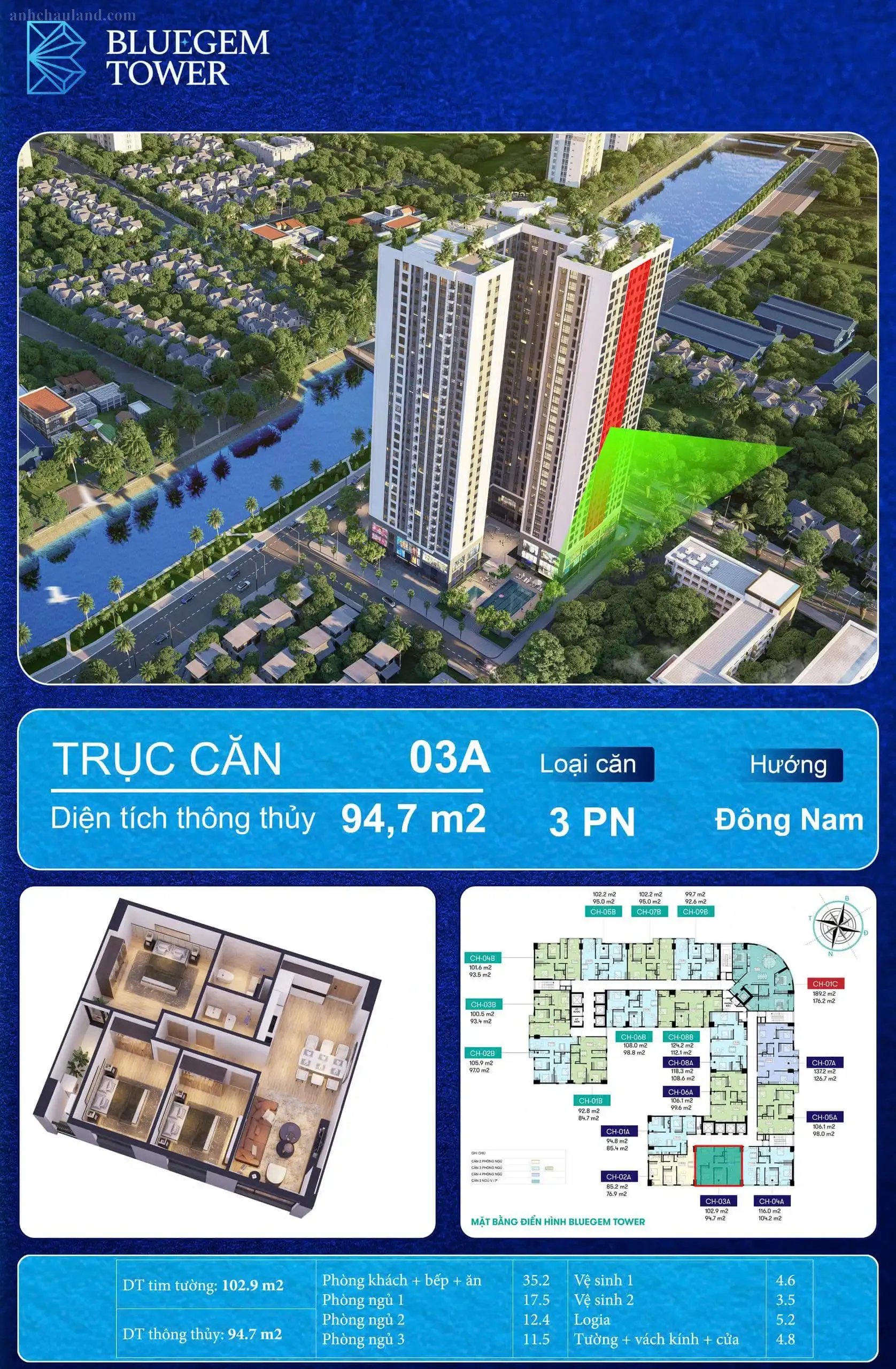 Mặt bằng căn hộ Bluegem Tower