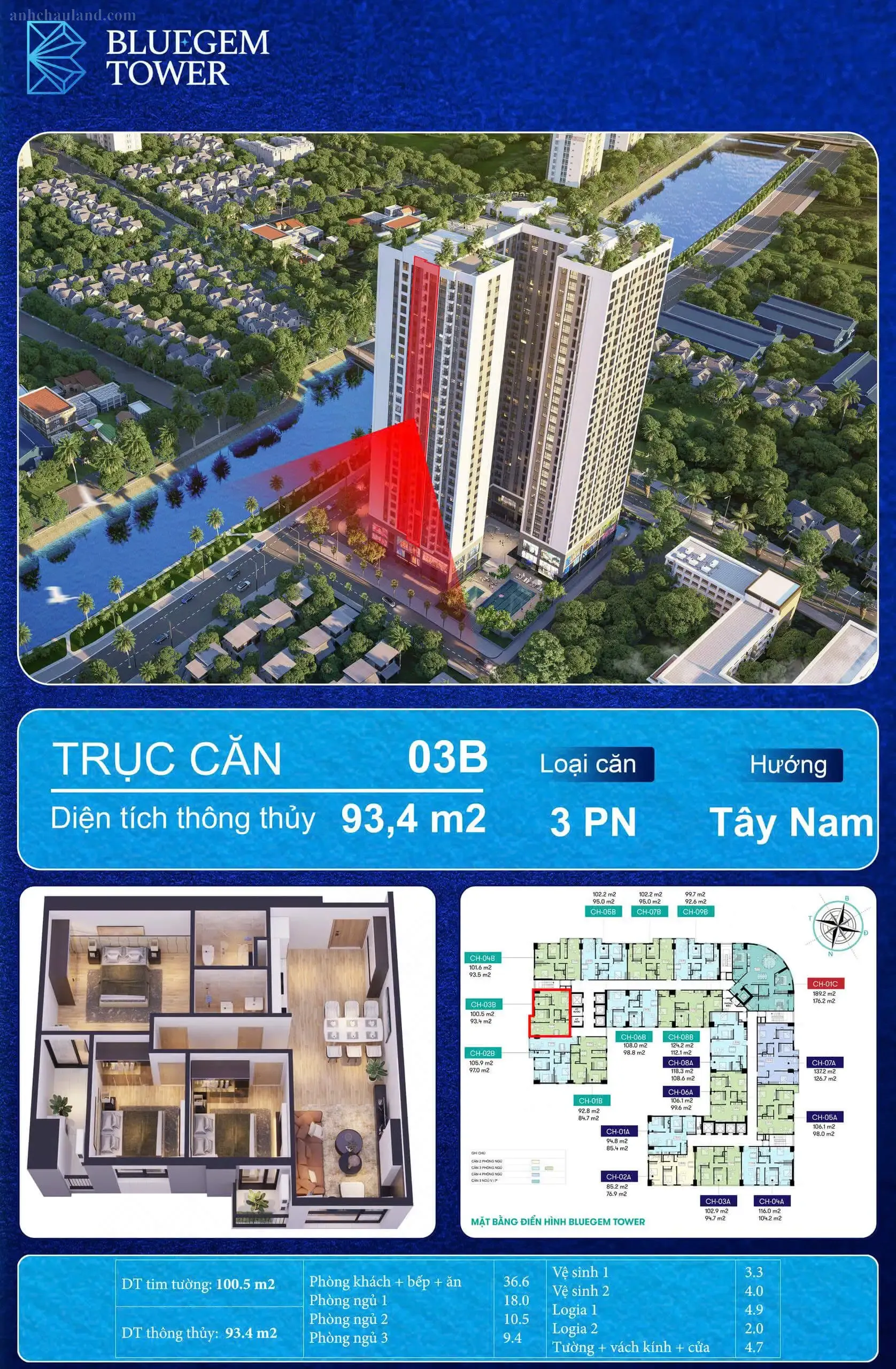 Mặt bằng căn hộ Bluegem Tower