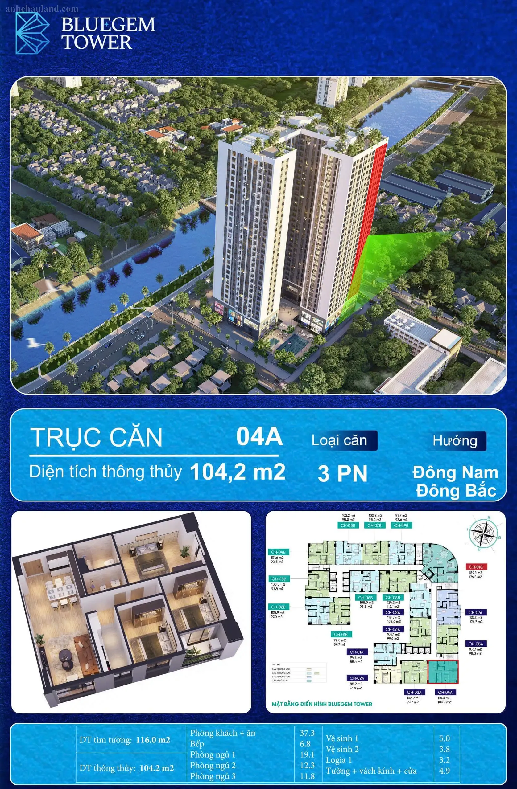 Mặt bằng căn hộ Bluegem Tower