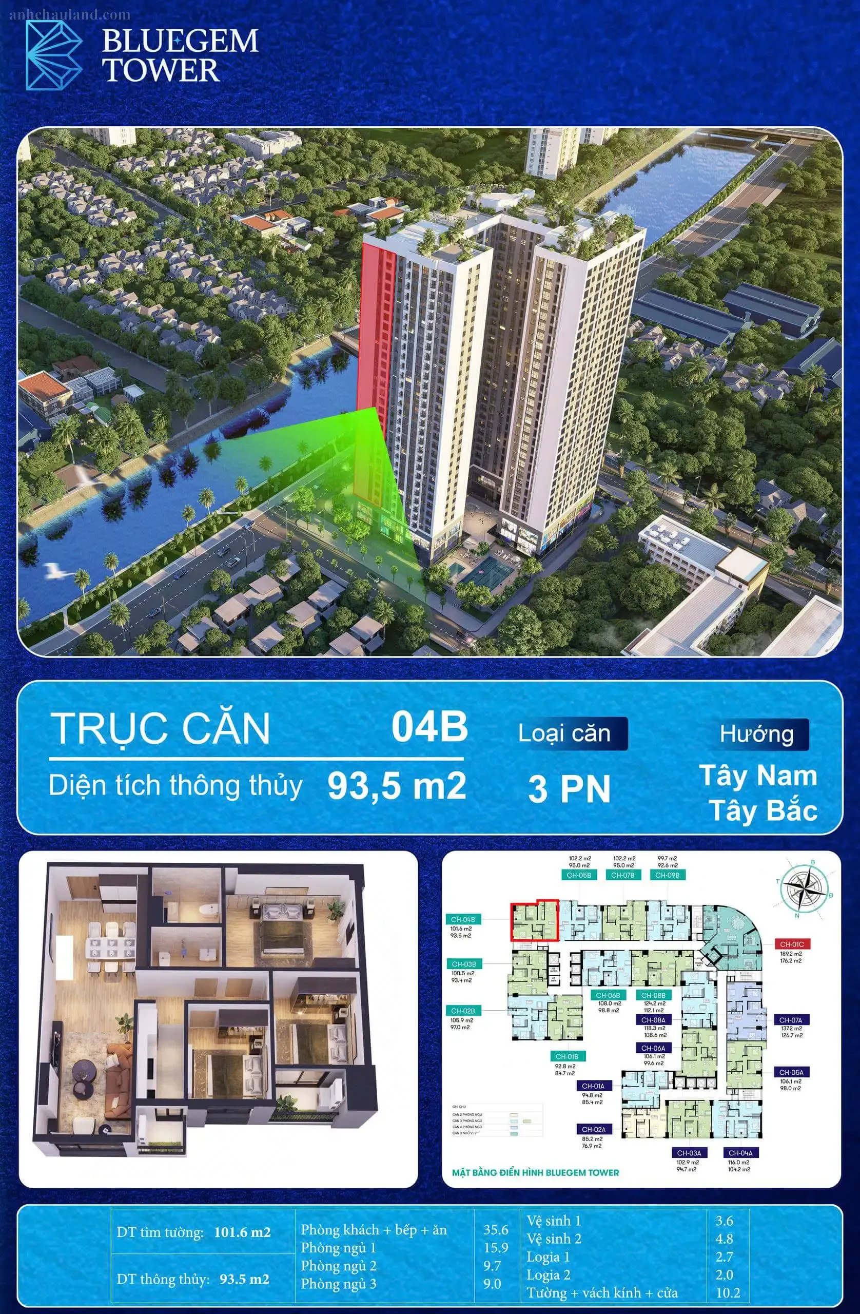 Mặt bằng căn hộ Bluegem Tower
