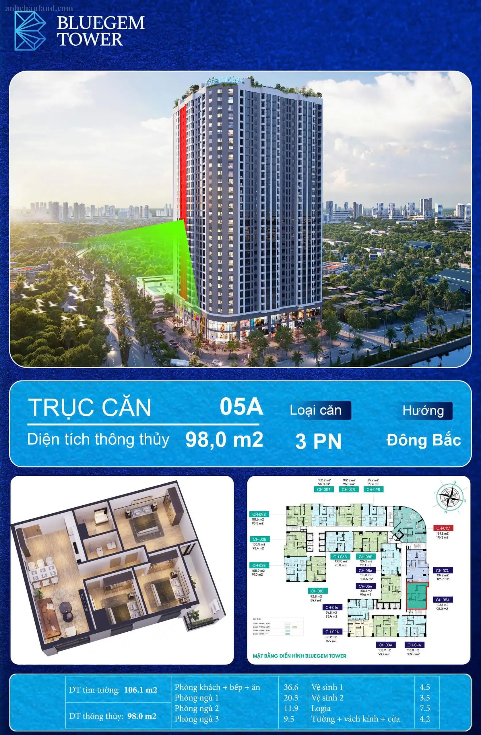 Mặt bằng căn hộ Bluegem Tower