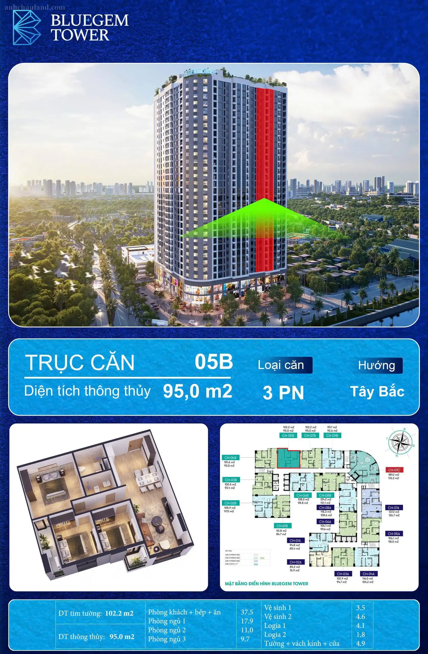 Mặt bằng căn hộ Bluegem Tower
