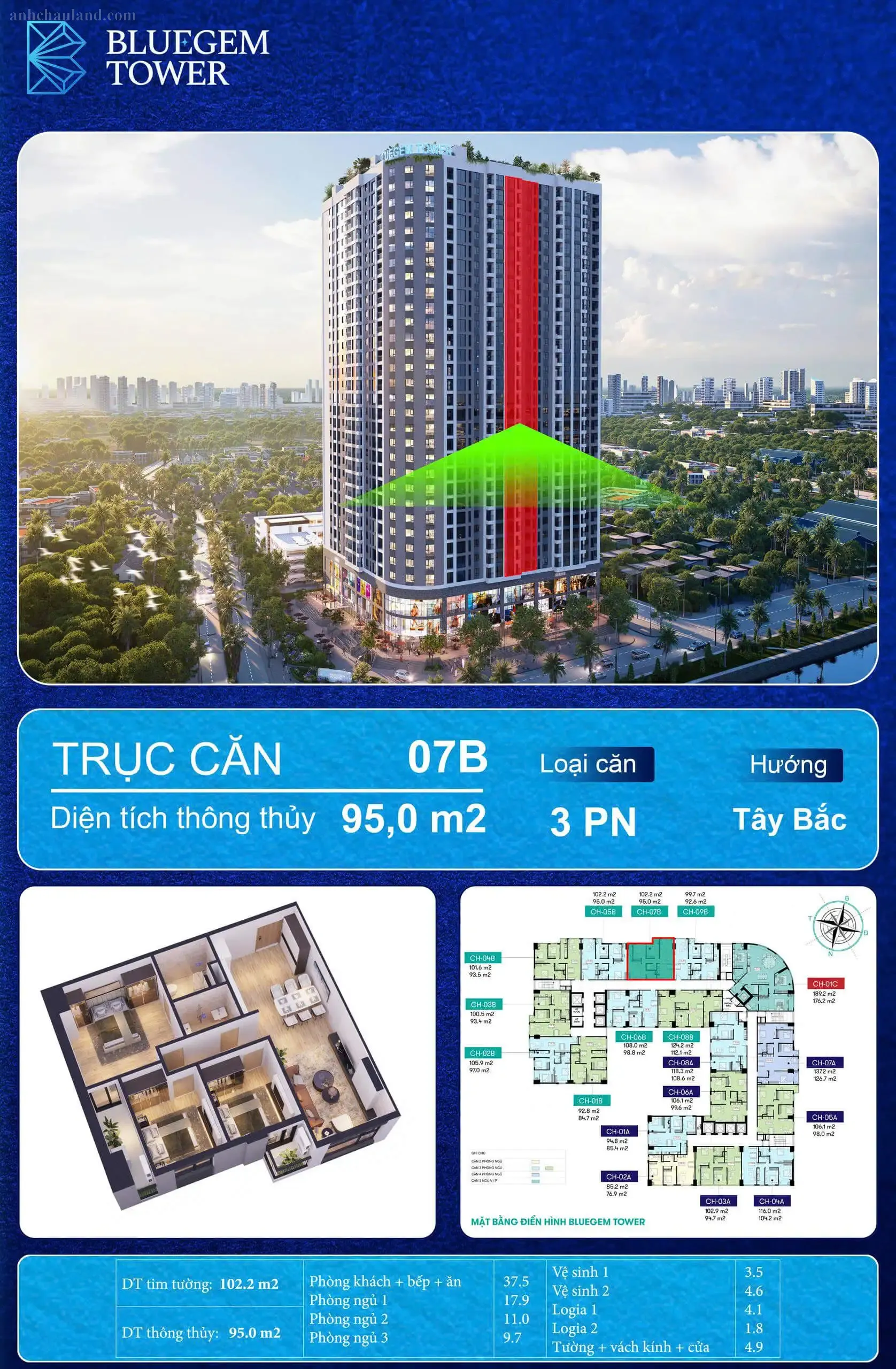 Mặt bằng căn hộ Bluegem Tower