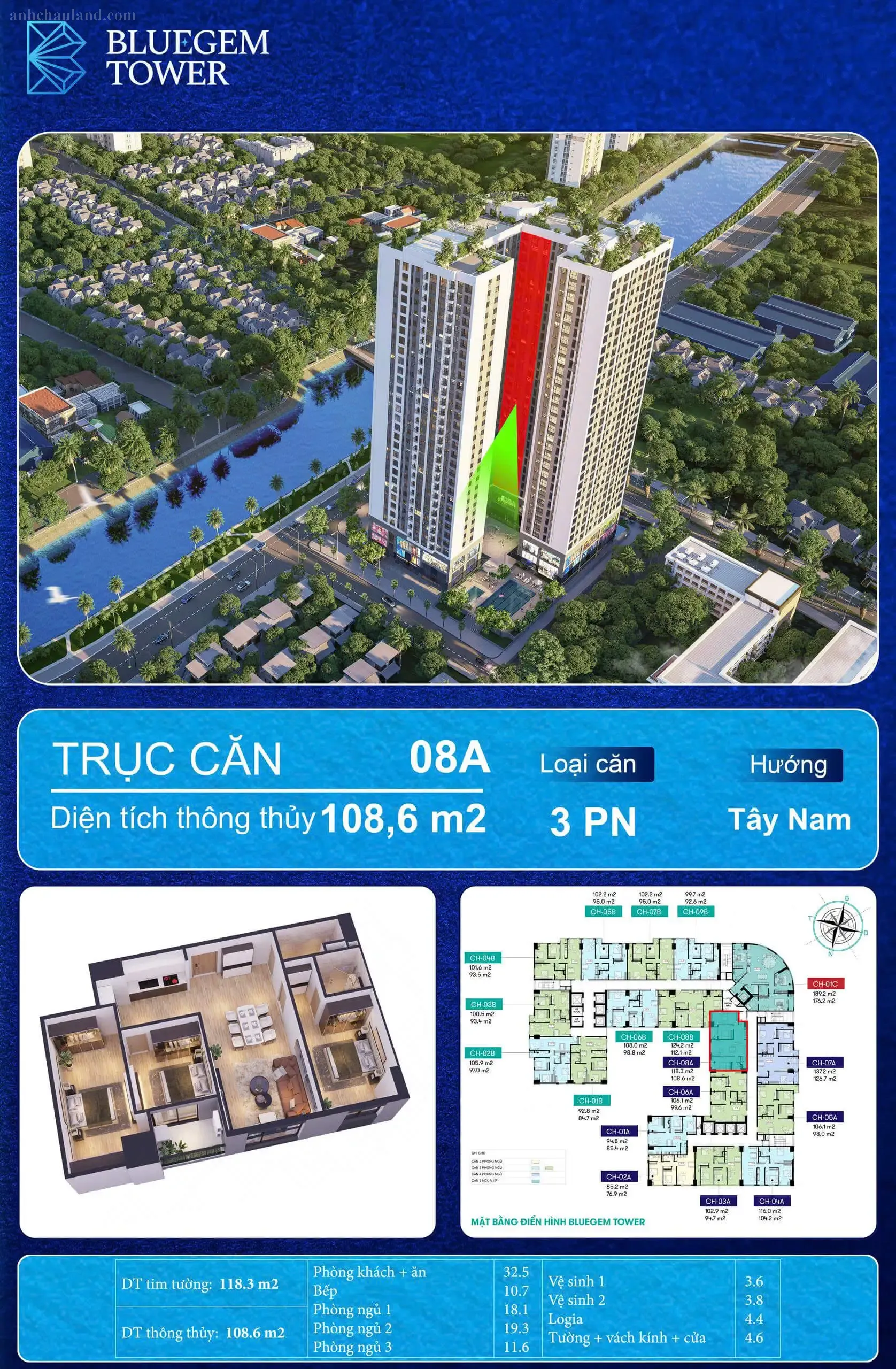 Mặt bằng căn hộ Bluegem Tower
