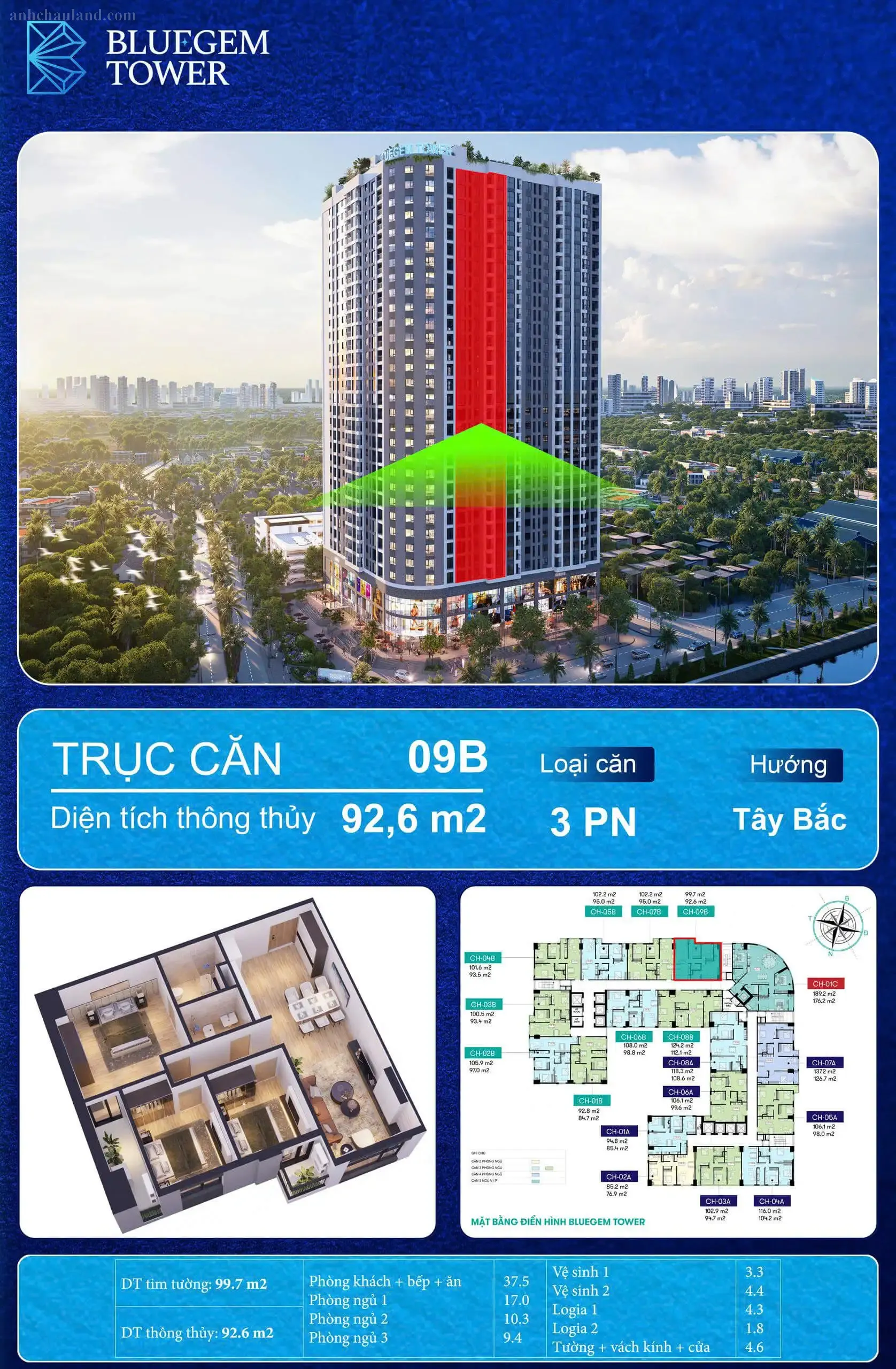 Mặt bằng căn hộ Bluegem Tower