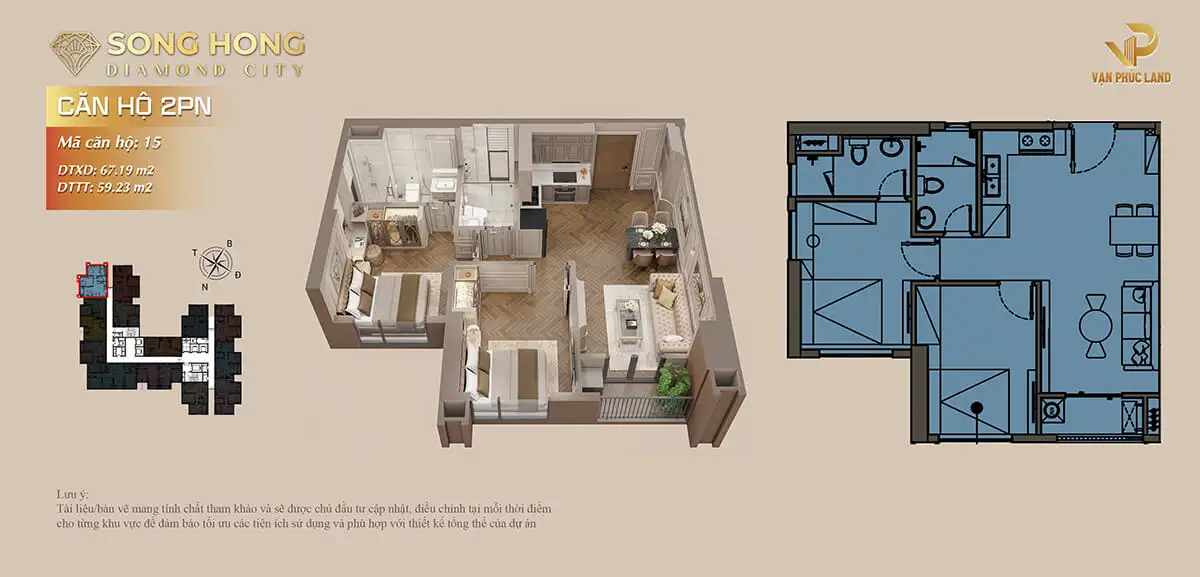 Mat bang can hộ Sông Hồng Diamond